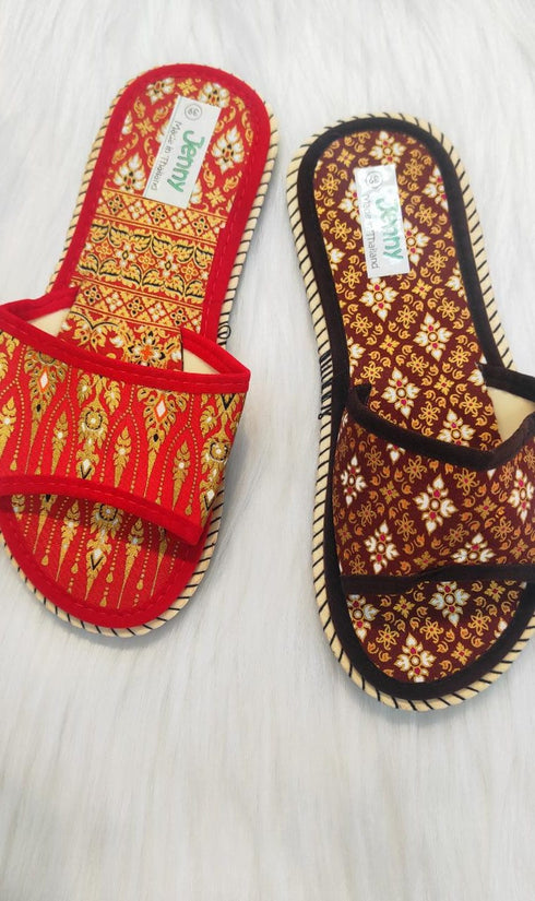 Summer Linen Embroidery Slippers